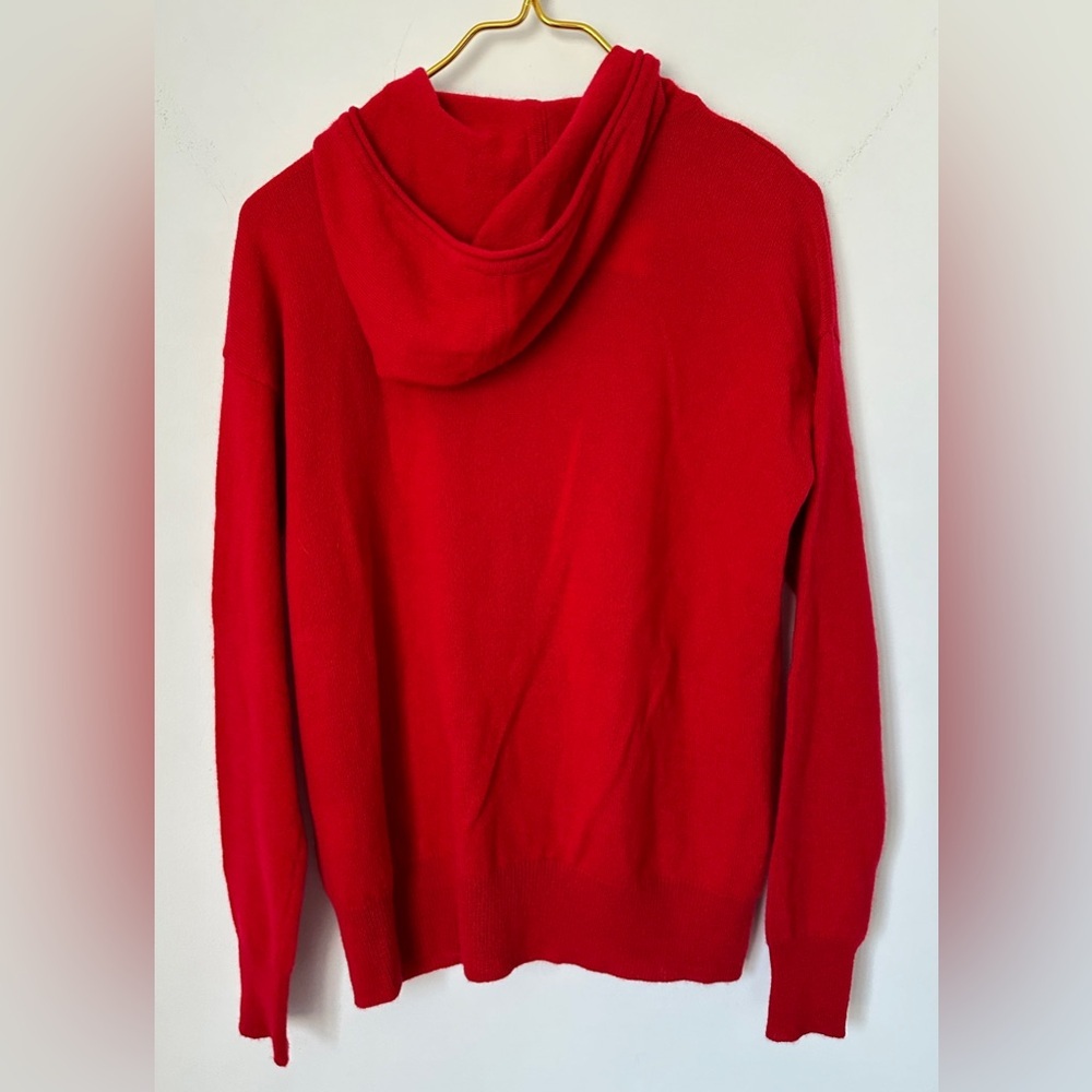NWT Charter Club Luxury Red 100% Cashmere Full Zip Hoodie Sweater Women's XS - Picture 4 of 9